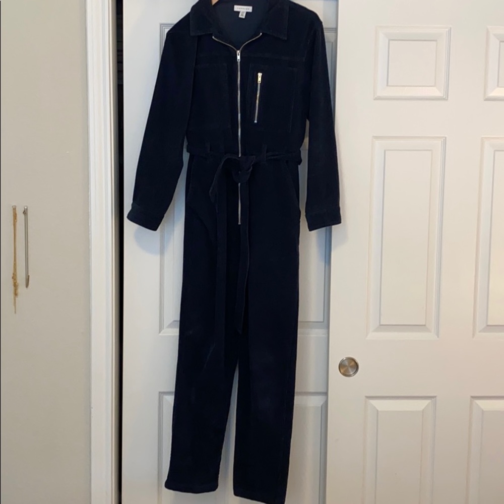 Navy topshop corduroy jumpsuit